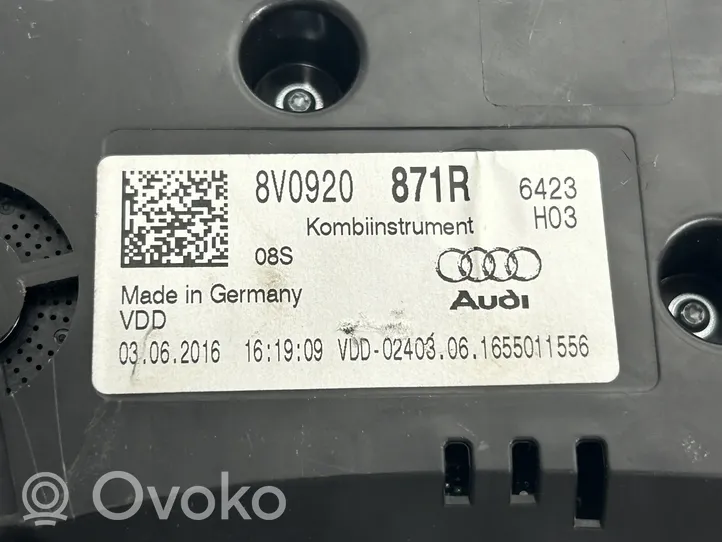 Audi A3 S3 8V Compteur de vitesse tableau de bord 8V0920871R