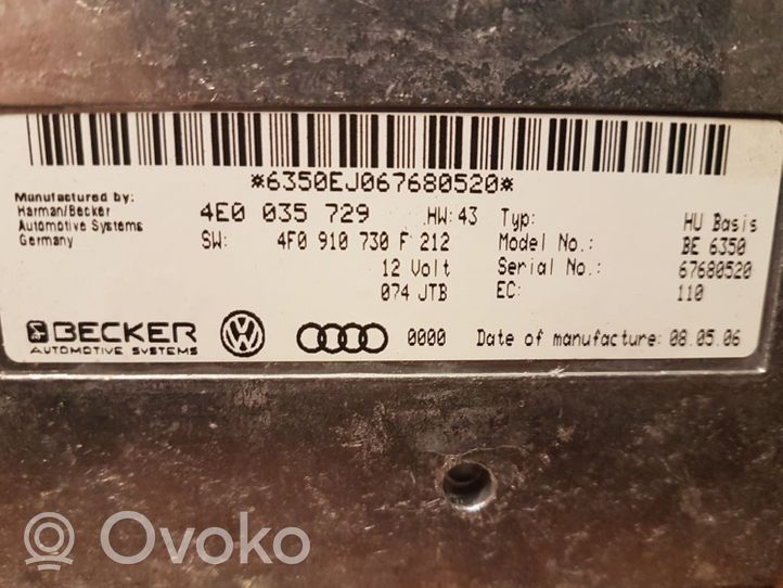 Audi A6 S6 C6 4F Moduł / Sterownik Video 4E0035729