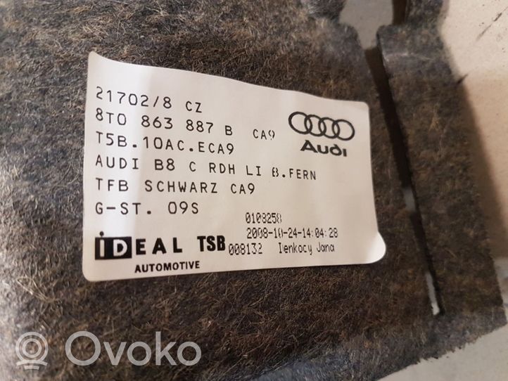 Audi A5 8T 8F Apatinis, bagažinės šono, apdailos skydas 8T0863887B