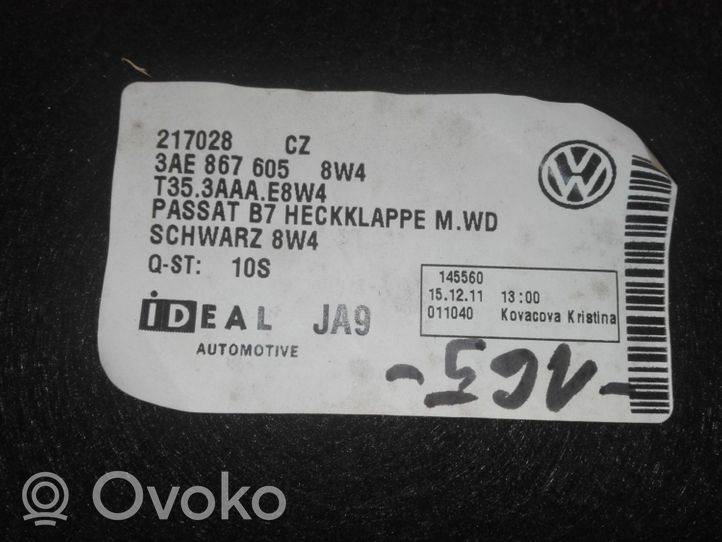 Volkswagen PASSAT B7 Verkleidung Abdeckung Heckklappe Kofferraumdeckel Satz Set 3AE867605