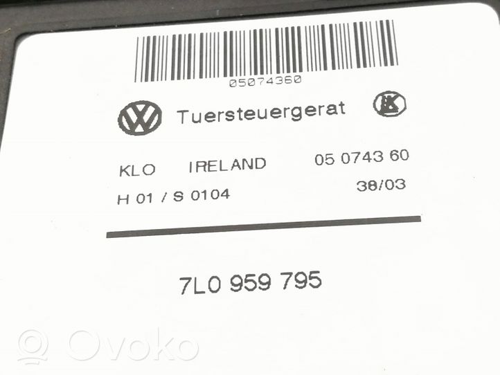 Volkswagen Touareg I Takaoven ikkunan nostomoottori 7L0959795