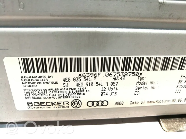 Audi A8 S8 D3 4E Panel / Radioodtwarzacz CD/DVD/GPS 4E0035541P