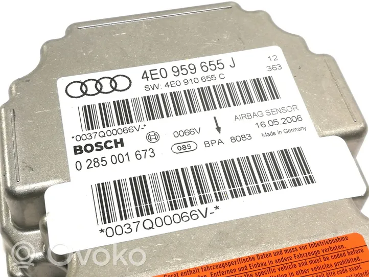 Audi A8 S8 D3 4E Turvatyynyn ohjainlaite/moduuli 4E0959655J