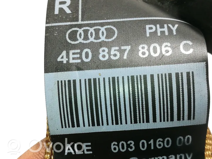 Audi A8 S8 D3 4E Takaistuimen turvavyö 4E0857806C