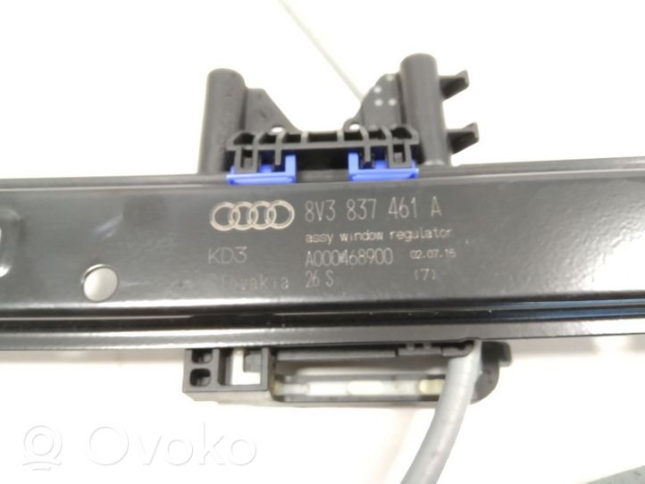 Audi A3 S3 8V Priekšpusē elektriskais loga pacelšanas mehānisms bez motoriņa 8V3837461A