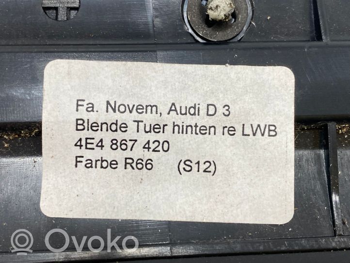 Audi A8 S8 D3 4E Baguette moulure de porte arrière 4E4867420