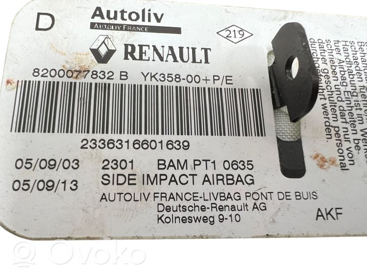 Renault Scenic II -  Grand scenic II Sėdynės oro pagalvė 8200077832B