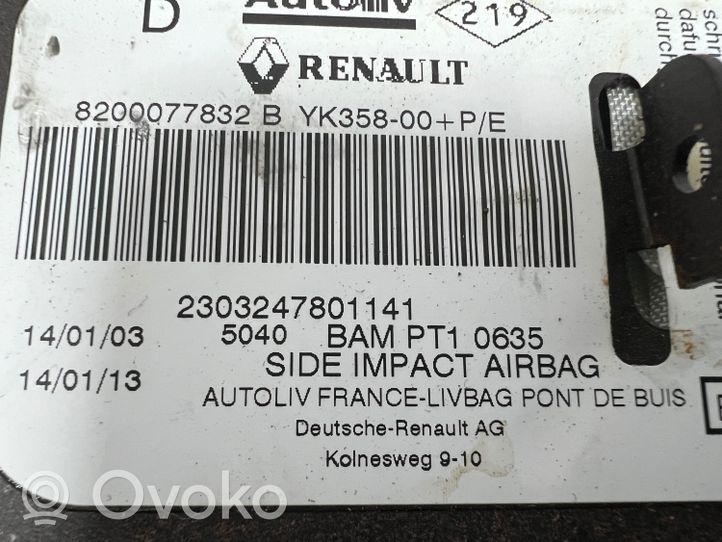 Renault Megane II Poduszka powietrzna Airbag fotela 8200077832B