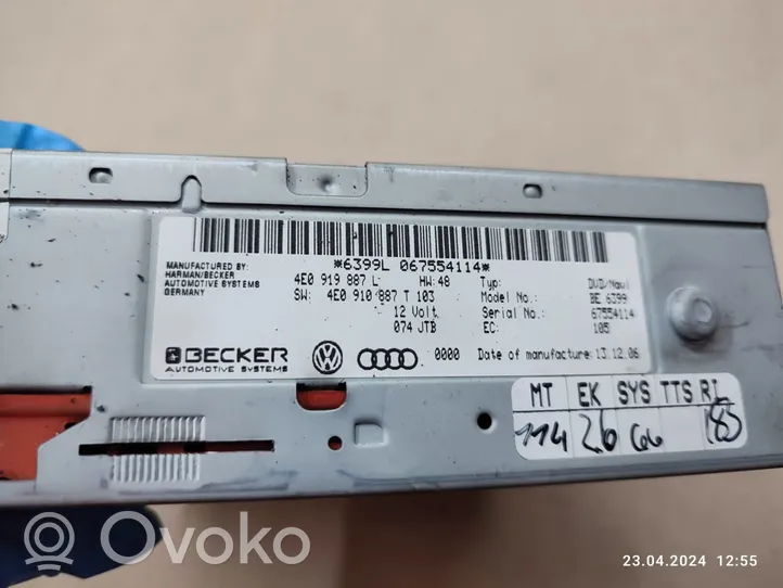 Audi Q7 4L Navigaatioyksikkö CD/DVD-soitin 4E0919887L