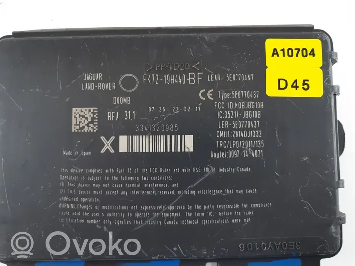 Land Rover Discovery 5 Module de contrôle sans clé Go FK7219H440BF