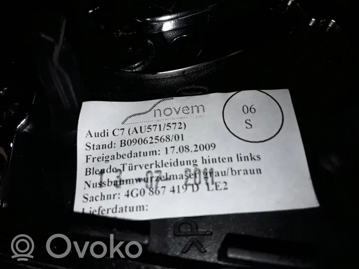 Audi A6 S6 C7 4G Kojelaudan hansikaslokeron lista 4G0867419D