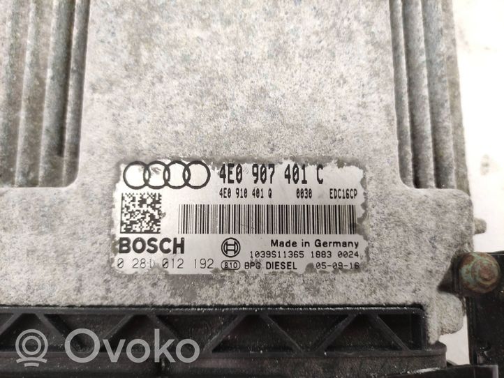 Audi A8 S8 D3 4E Moottorin ohjainlaite/moduuli 4E0907401C