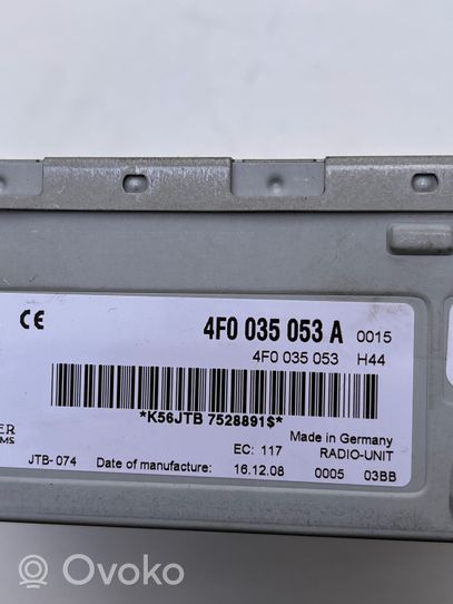 Audi A6 S6 C6 4F Radio/CD/DVD/GPS-pääyksikkö 4F0035053A