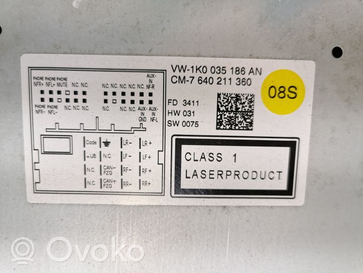 Volkswagen Caddy Radio/CD/DVD/GPS-pääyksikkö 1K0035186AN