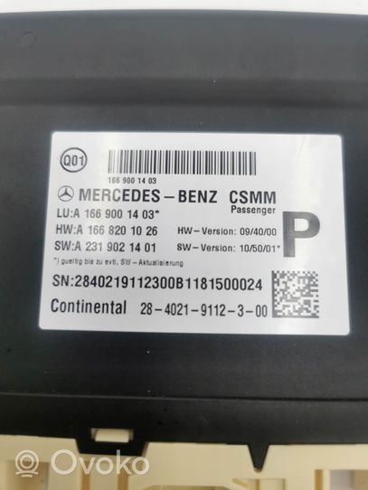 Mercedes-Benz ML W166 Sėdynės valdymo blokas A1669001403