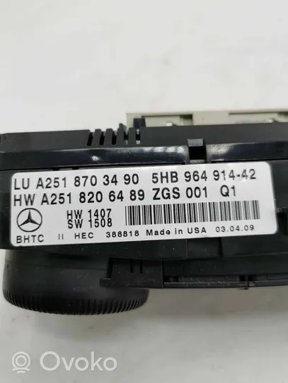 Mercedes-Benz ML W164 Ilmastoinnin ohjainlaite A2518703490
