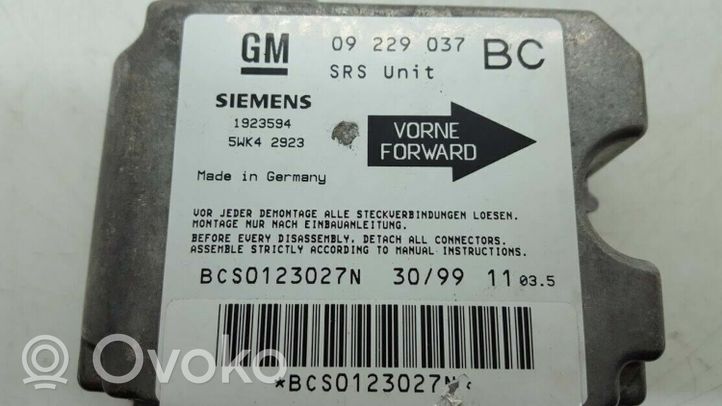 Opel Astra G Module de contrôle airbag 09229037BC