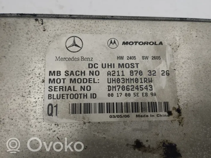 Mercedes-Benz ML W164 Module unité de contrôle Bluetooth A2118703226