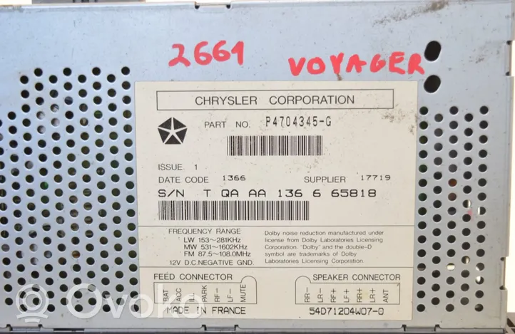 Chrysler Grand Voyager III Radija/ CD/DVD grotuvas/ navigacija P4704345