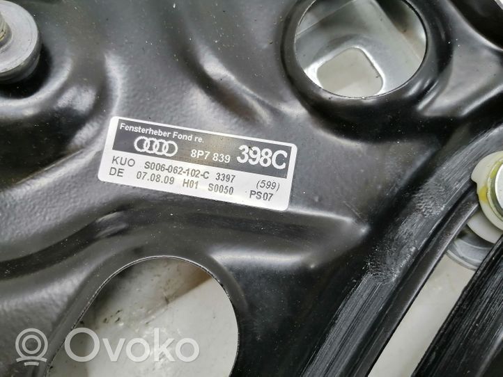 Audi A3 S3 8P Takaikkunan nostomekanismi ilman moottoria 8P7839398C