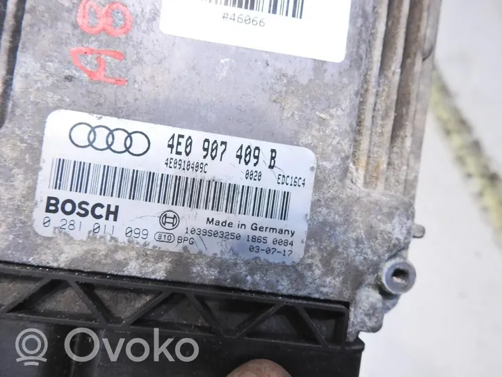 Audi A8 S8 D3 4E Kit calculateur ECU et verrouillage 4E0907409B