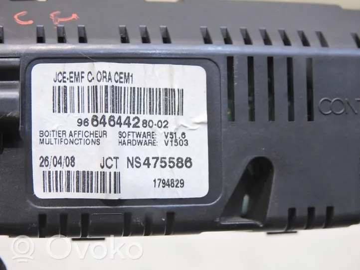 Peugeot 207 CC Monitori/näyttö/pieni näyttö 9664644280