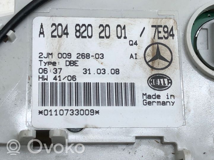 Mercedes-Benz C W204 Éclairage lumière plafonnier avant A2048202001