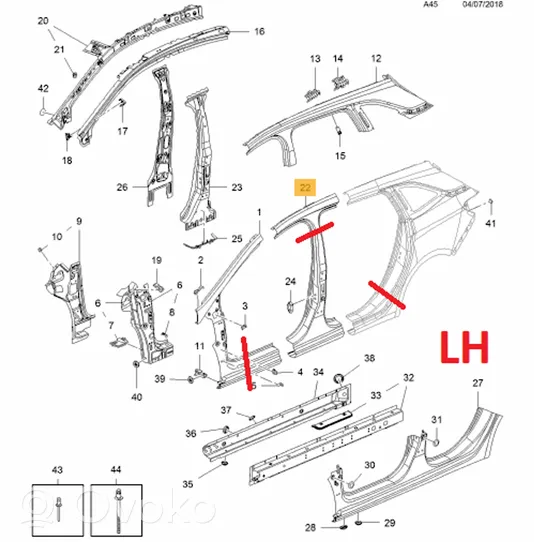 Opel Astra K Pillar (middle) 39117469