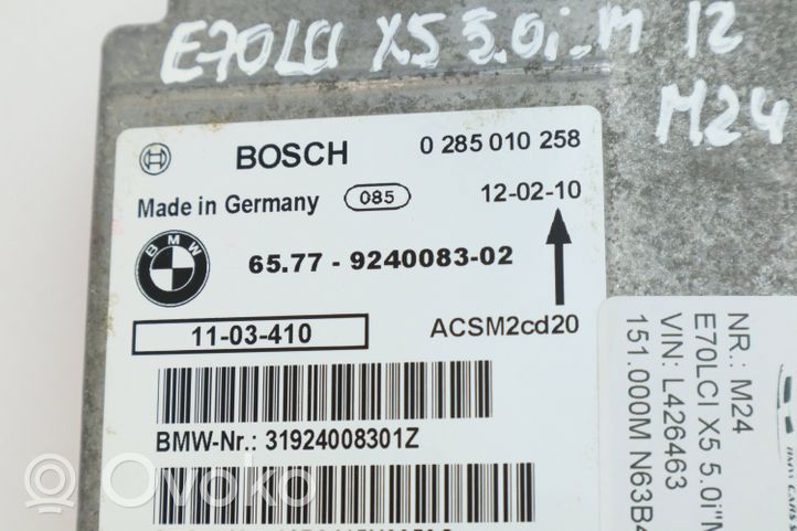 BMW X5 E70 Sterownik / Moduł Airbag 9240083