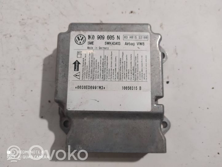 Volkswagen Golf V Turvatyynyn ohjainlaite/moduuli 1K0909605N