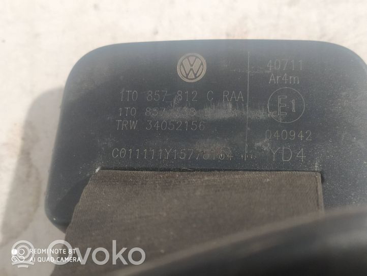 Volkswagen Touran I Pas bezpieczeństwa fotela tylnego 1T0857812C