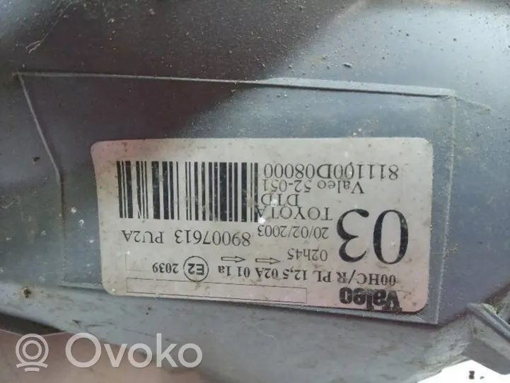 Toyota Yaris Lampa przednia 89007613