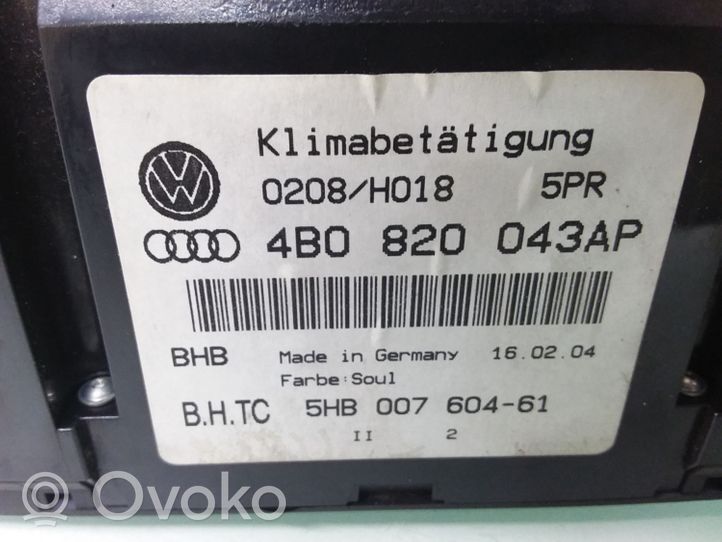 Audi A6 S6 C5 4B Unité de contrôle climatique 4B0820043AP