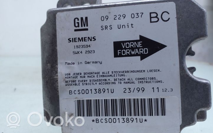 Opel Astra G Centralina/modulo airbag 09229037