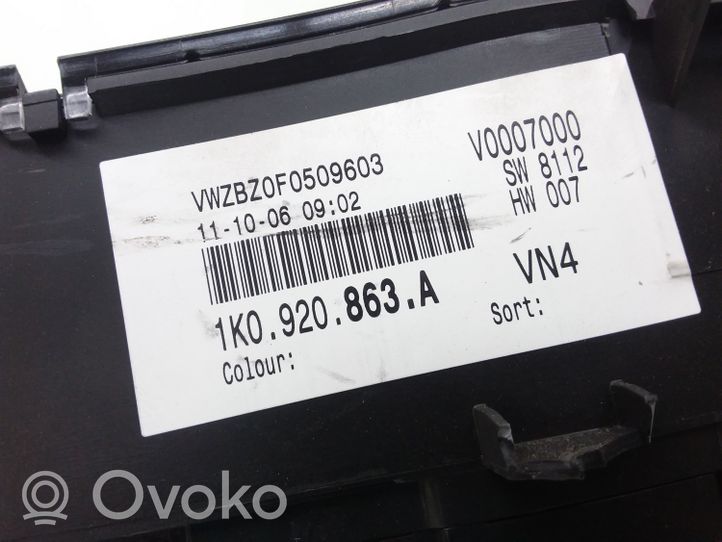 Volkswagen Golf V Tachimetro (quadro strumenti) 1K0920863A