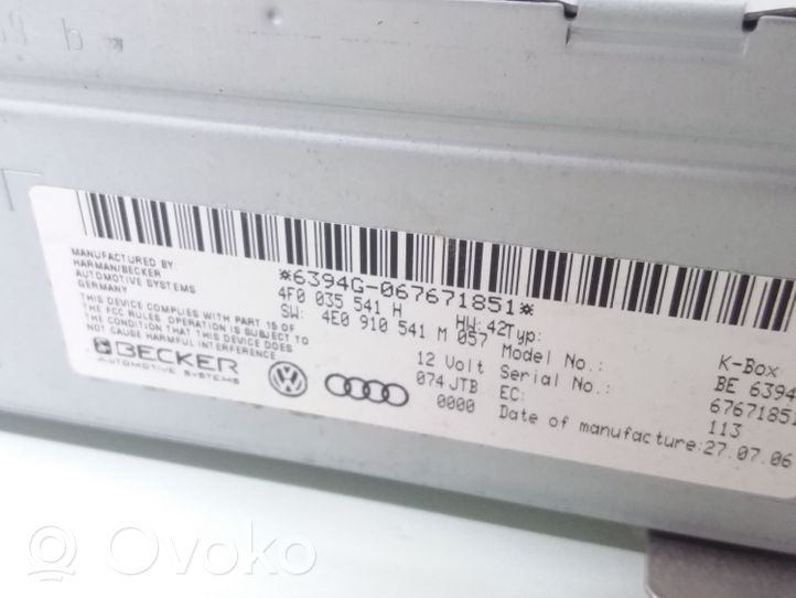Audi A6 S6 C6 4F Unidad delantera de radio/CD/DVD/GPS 4F0035541H