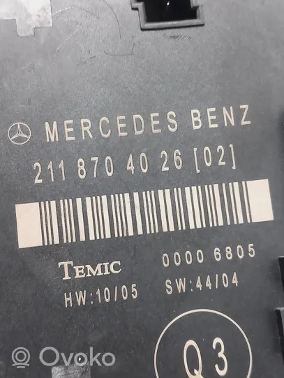 Mercedes-Benz E W211 Durų elektronikos valdymo blokas 2118704026