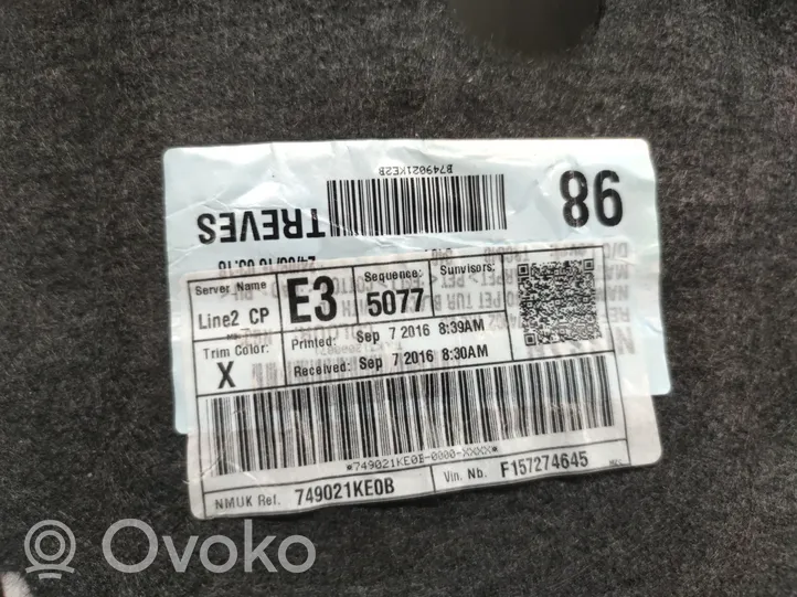 Nissan Juke I F15 Sisäinen matto 749021KE0B