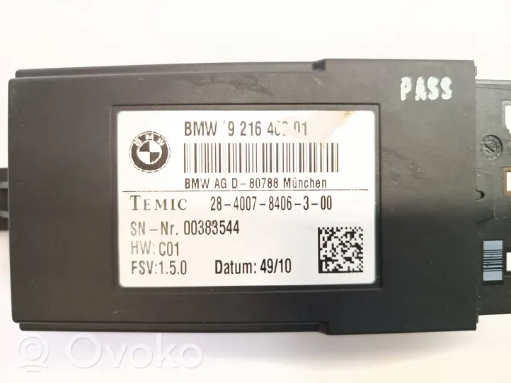 BMW 3 F30 F35 F31 Sėdynių šildymo rėlė 9216468