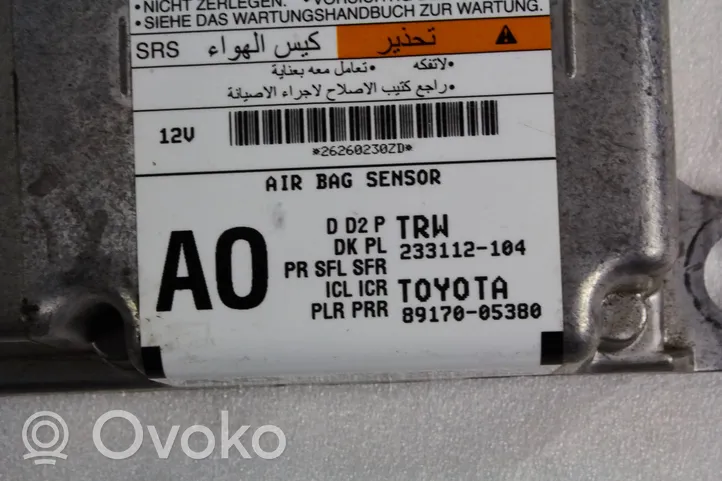 Toyota Avensis T270 Module de contrôle airbag 8917005380