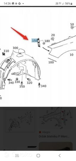 Mercedes-Benz A W176 Support de montage d'aile A1766280214