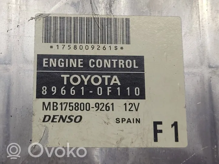 Toyota Corolla Verso E121 Calculateur moteur ECU 896610F110