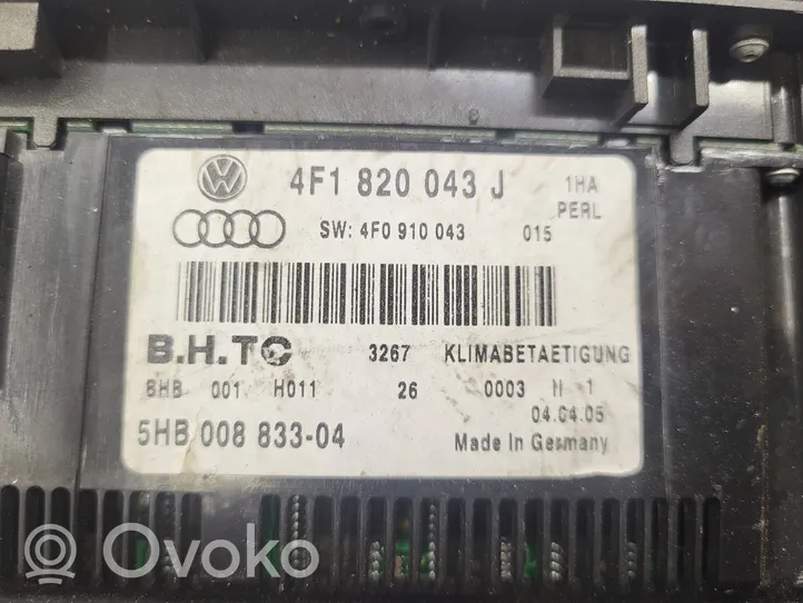 Audi A6 S6 C6 4F Oro kondicionieriaus/ klimato/ pečiuko valdymo blokas (salone) 4F1820043J