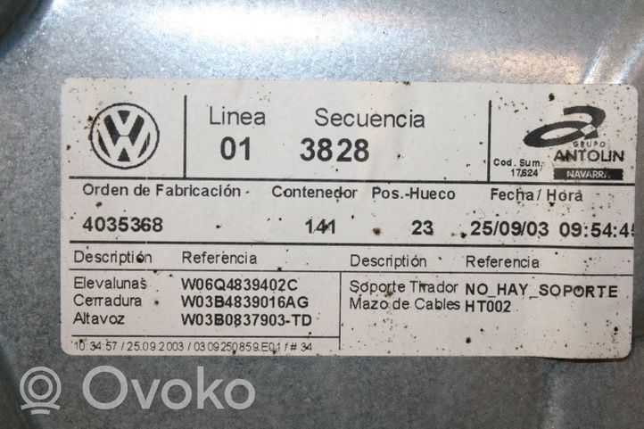 Volkswagen Polo Mechaninis galinio lango pakėlimo mechanizmas W06Q4839402C