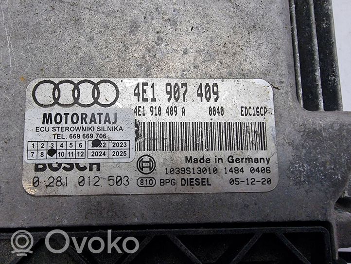 Audi A8 S8 D3 4E Moottorin ohjainlaite/moduuli (käytetyt) 4E1901409