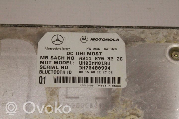 Mercedes-Benz CLS C219 Module unité de contrôle Bluetooth A2118703226