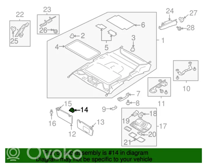 Subaru Outback Uchwyt osłony przeciwsłonecznej szyberdachu 92018AG000OR