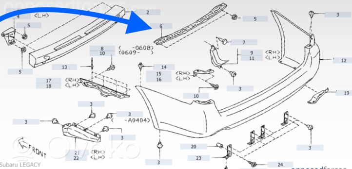 Subaru Legacy Support de pare-chocs arrière 57712AG070