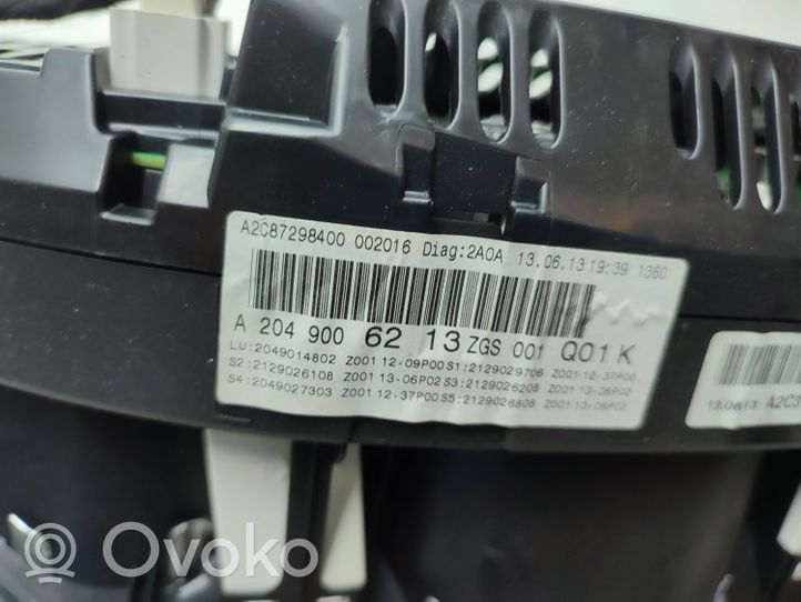 Mercedes-Benz GLK (X204) Tachimetro (quadro strumenti) A2049006213