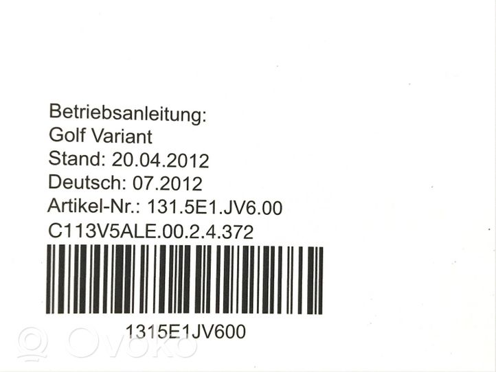 Volkswagen Golf VI Omistajan huoltokirja 1KM012103JF
